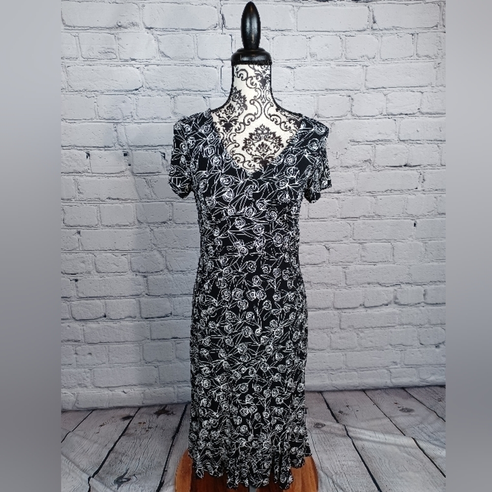 George Women's Size S Stretch Knit Floral Print Short Sleeve Popover Dress B26